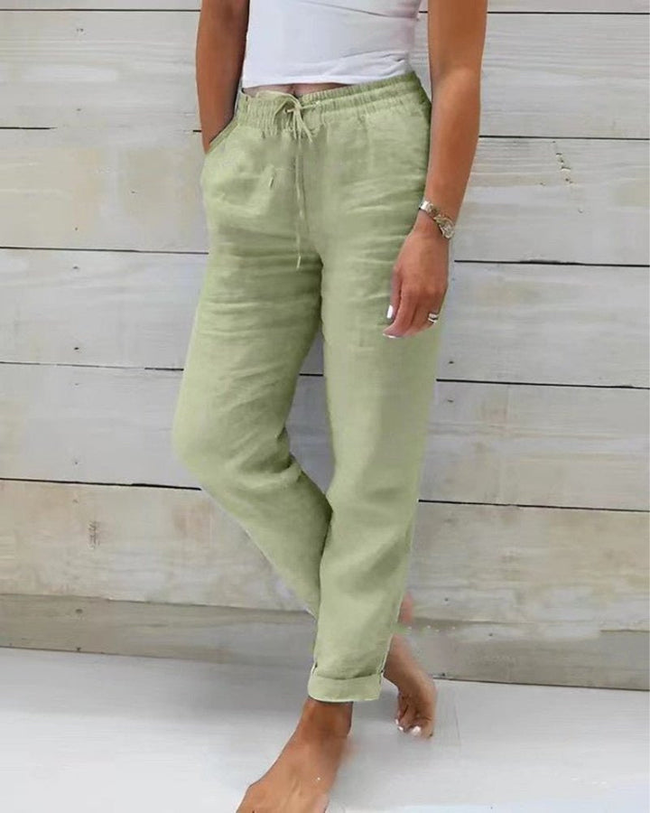 Linen Pants | Straight Leg | Drawstring Waist | Summer | Women's-Fashion Nora