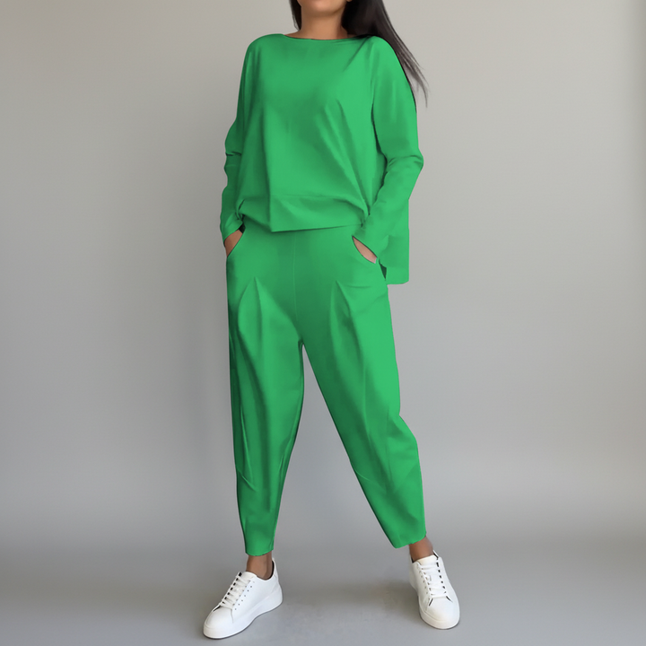 2-Piece Leisure Set | Long Sleeve Top and Tapered Trousers-Fashion Nora