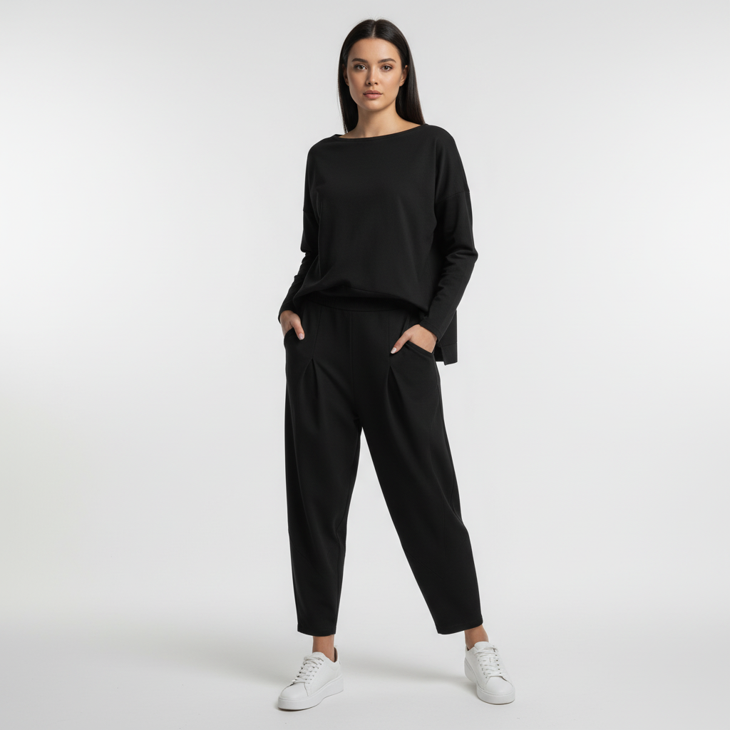 2-Piece Leisure Set | Long Sleeve Top and Tapered Trousers-Fashion Nora