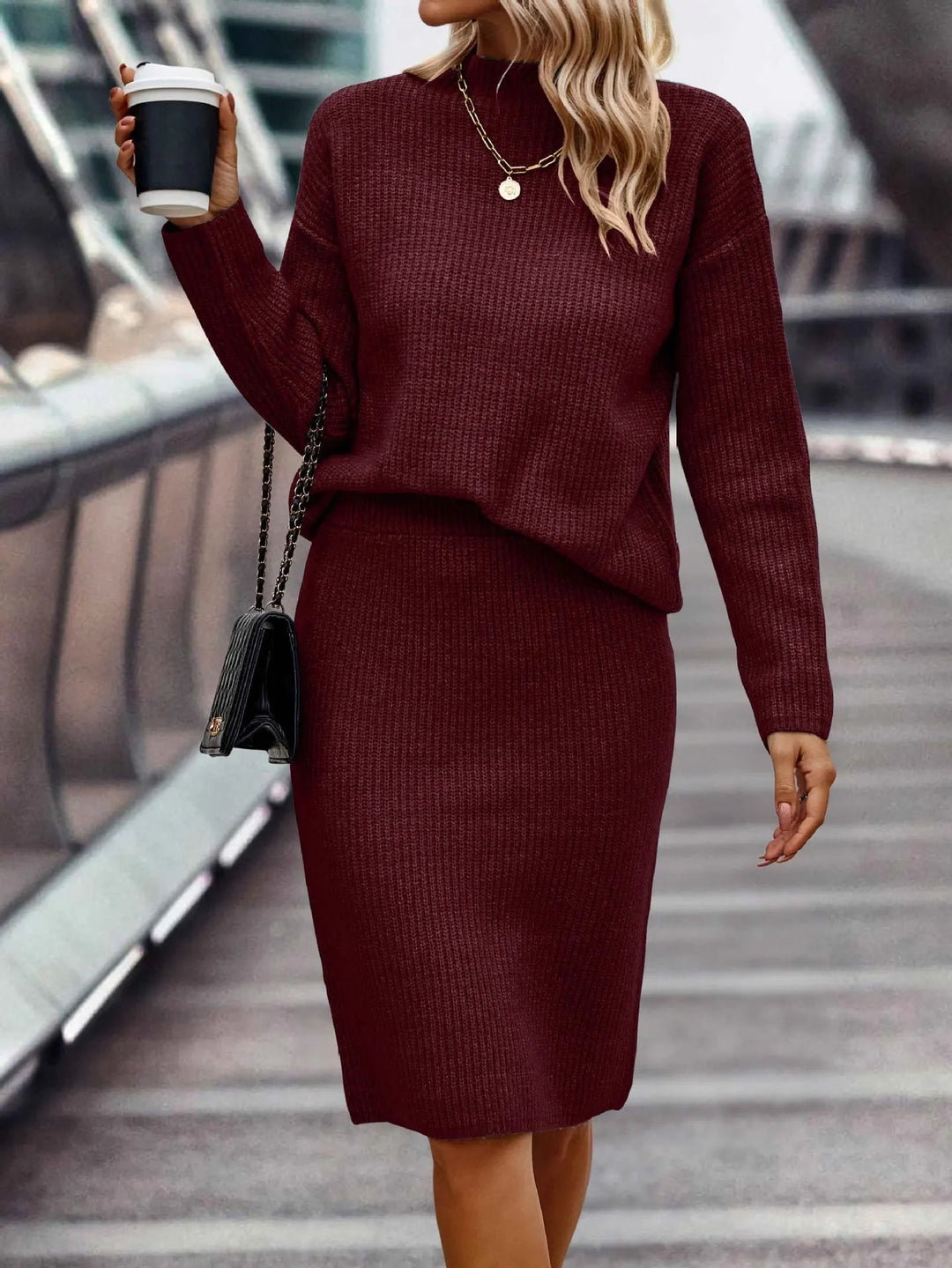 2-Piece Sweater and Skirt Set | Coordinated Knit Set-Fashion Nora
