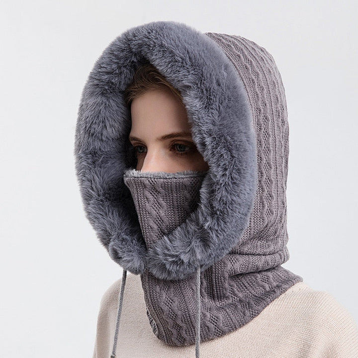 3-in-1 Knitted Scarf and Hat | Face Cover | Fleece Lined-Fashion Nora