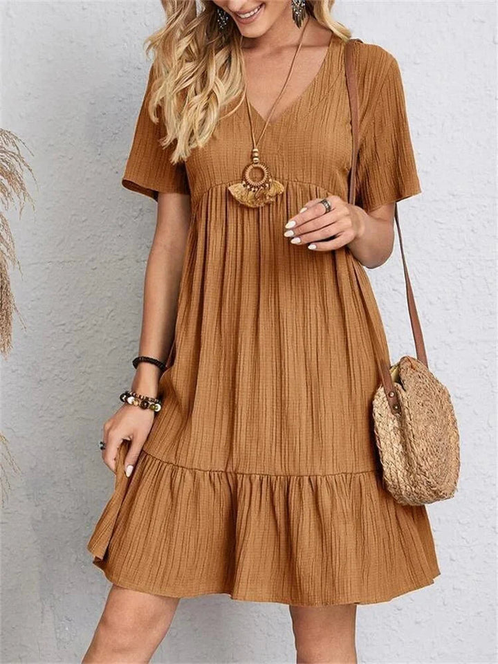 A-Line Dress | Women's Short Sleeve | Summer Dress-Fashion Nora