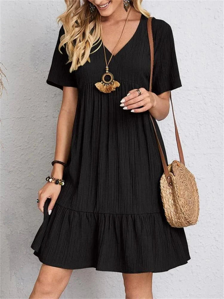 A-Line Dress | Women's Short Sleeve | Summer Dress-Fashion Nora