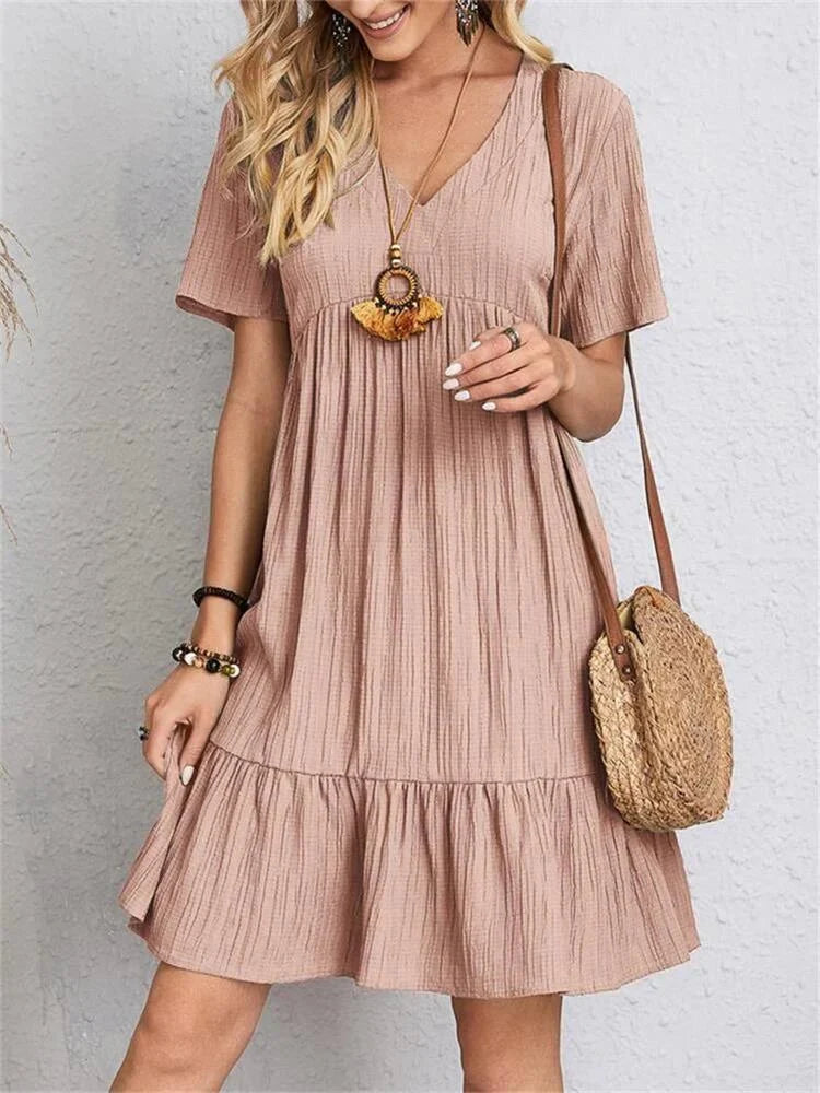 A-Line Dress | Women's Short Sleeve | Summer Dress-Fashion Nora