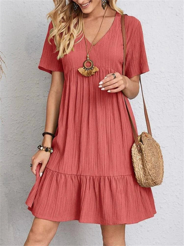A-Line Dress | Women's Short Sleeve | Summer Dress-Fashion Nora