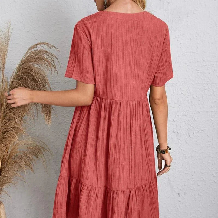 A-Line Dress | Women's Short Sleeve | Summer Dress-Fashion Nora