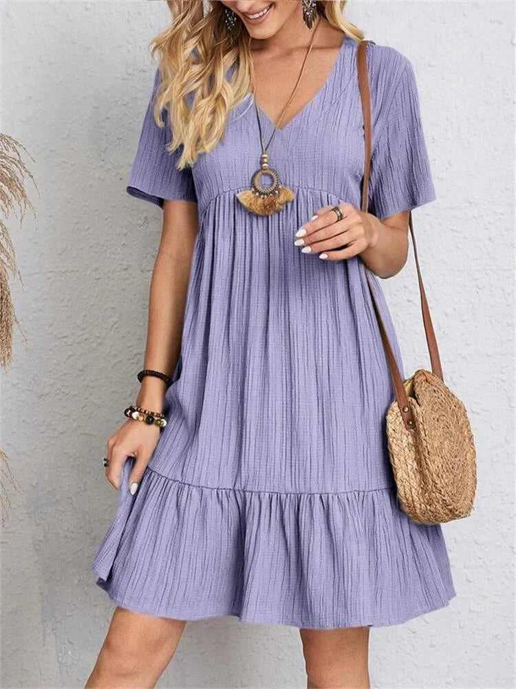 A-Line Dress | Women's Short Sleeve | Summer Dress-Fashion Nora