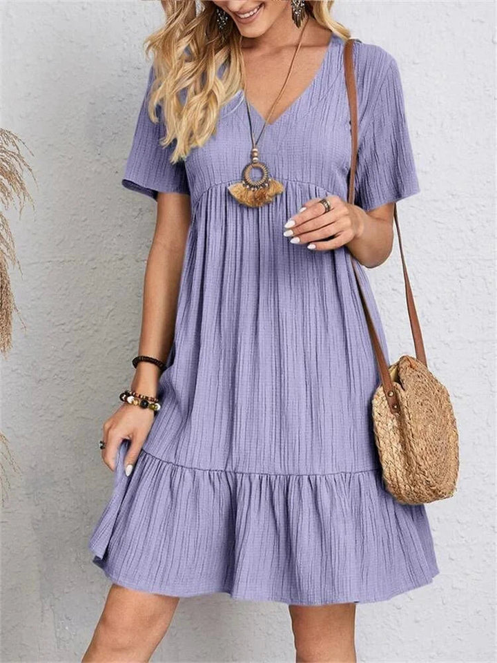 A-Line Dress | Women's Short Sleeve | Summer Dress-Fashion Nora