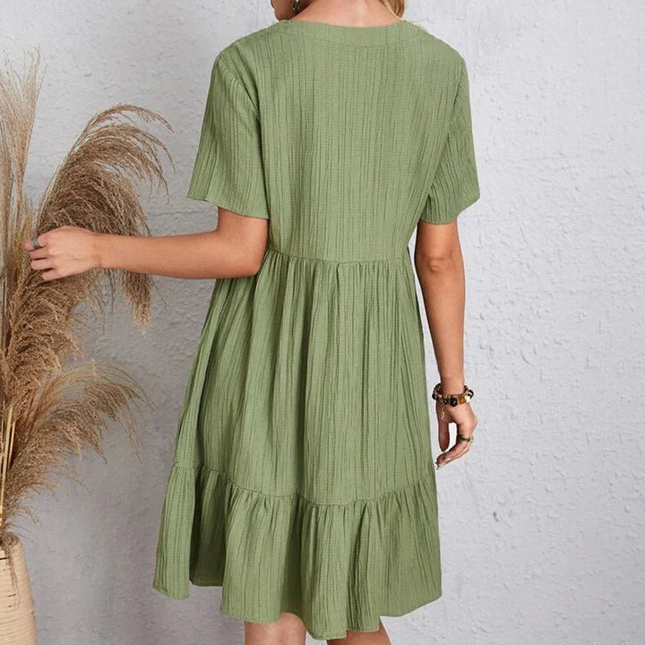 A-Line Dress | Women's Short Sleeve | Summer Dress-Fashion Nora
