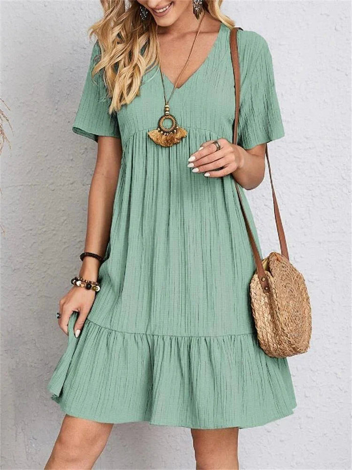 A-Line Dress | Women's Short Sleeve | Summer Dress-Fashion Nora