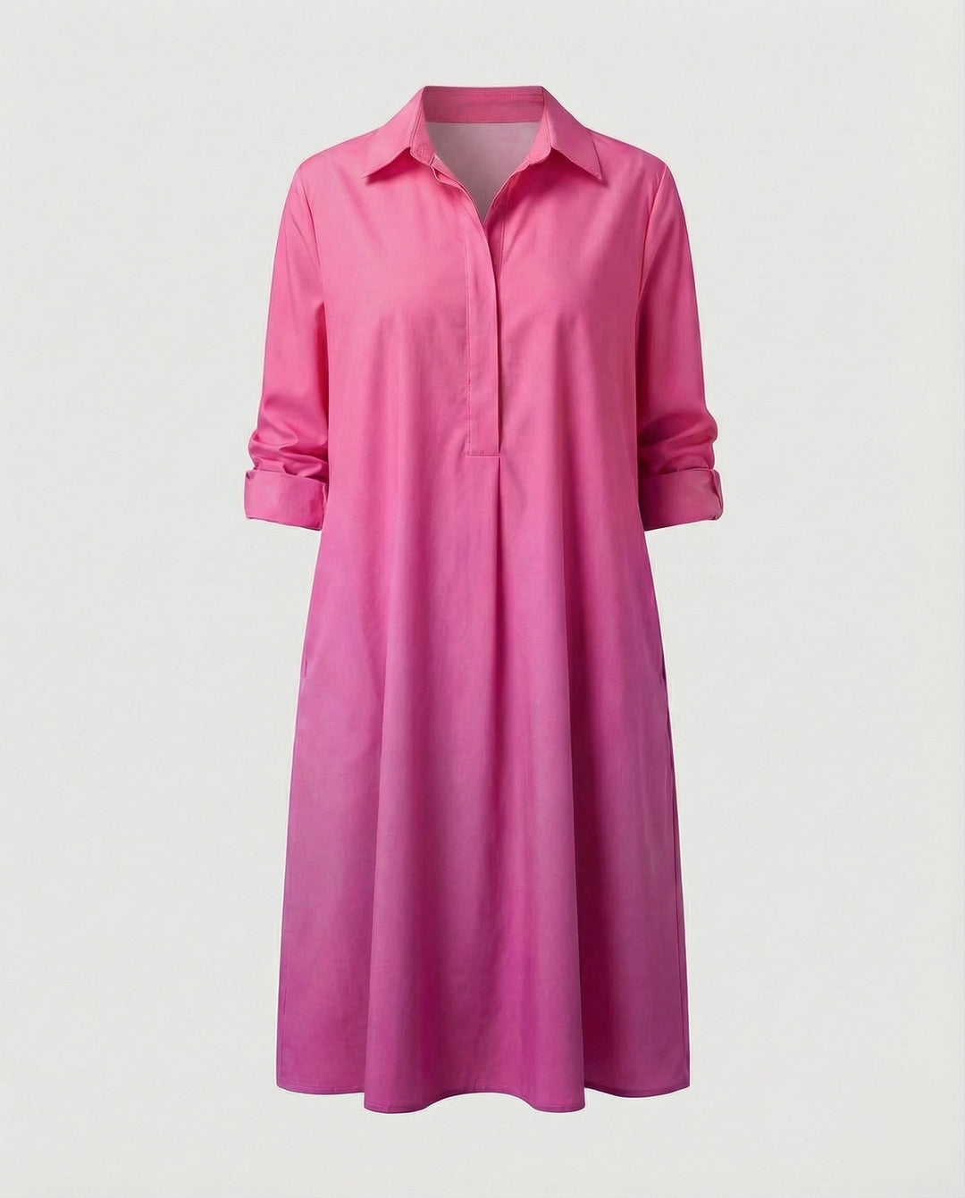 A-Line Shirt Jacket | Stand Collar | Side Pockets | Coat-Dress Style-Fashion Nora