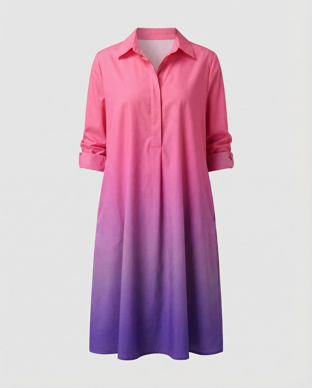 A-Line Shirt Jacket | Stand Collar | Side Pockets | Coat-Dress Style-Fashion Nora