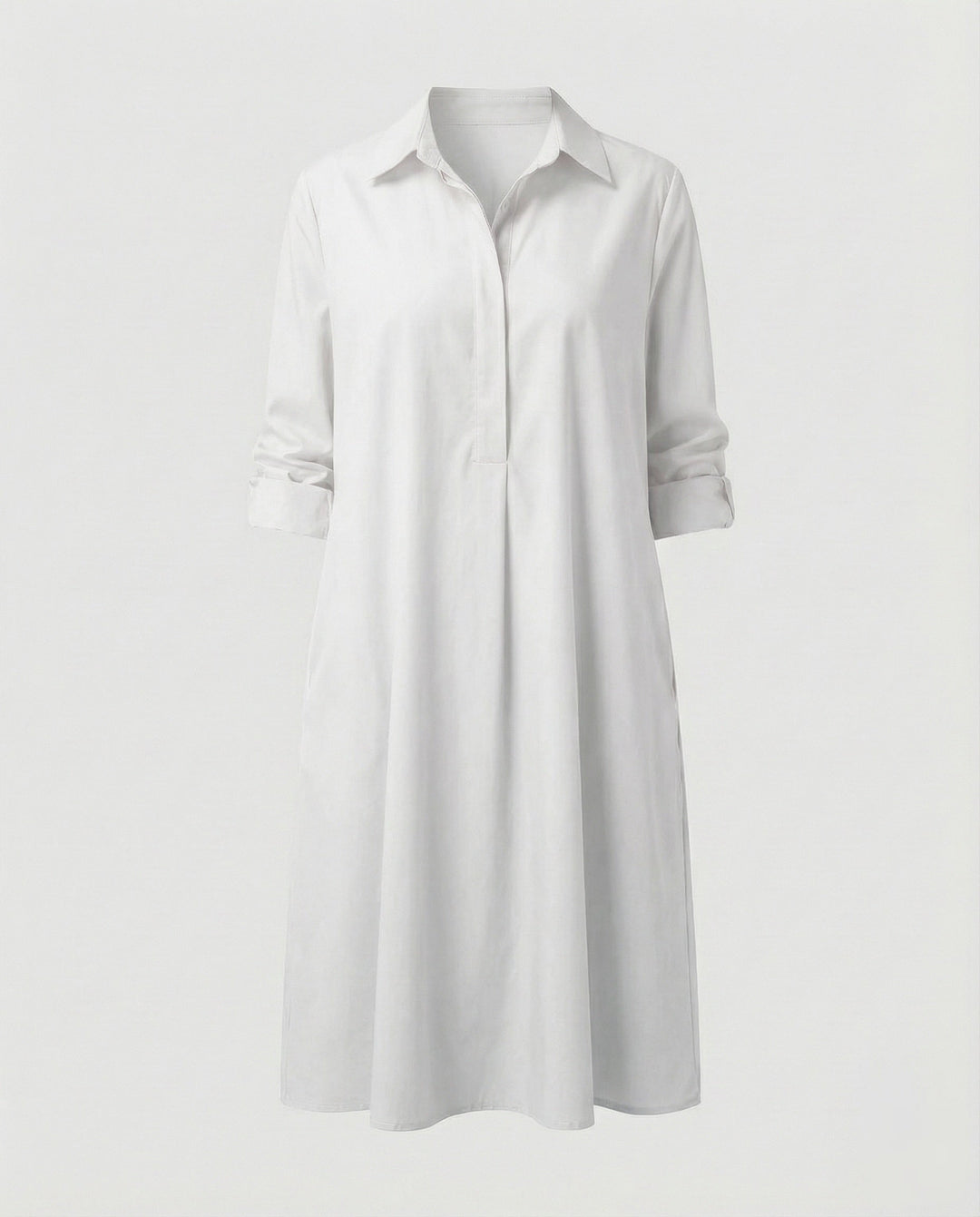 A-Line Shirt Jacket | Stand Collar | Side Pockets | Coat-Dress Style-Fashion Nora