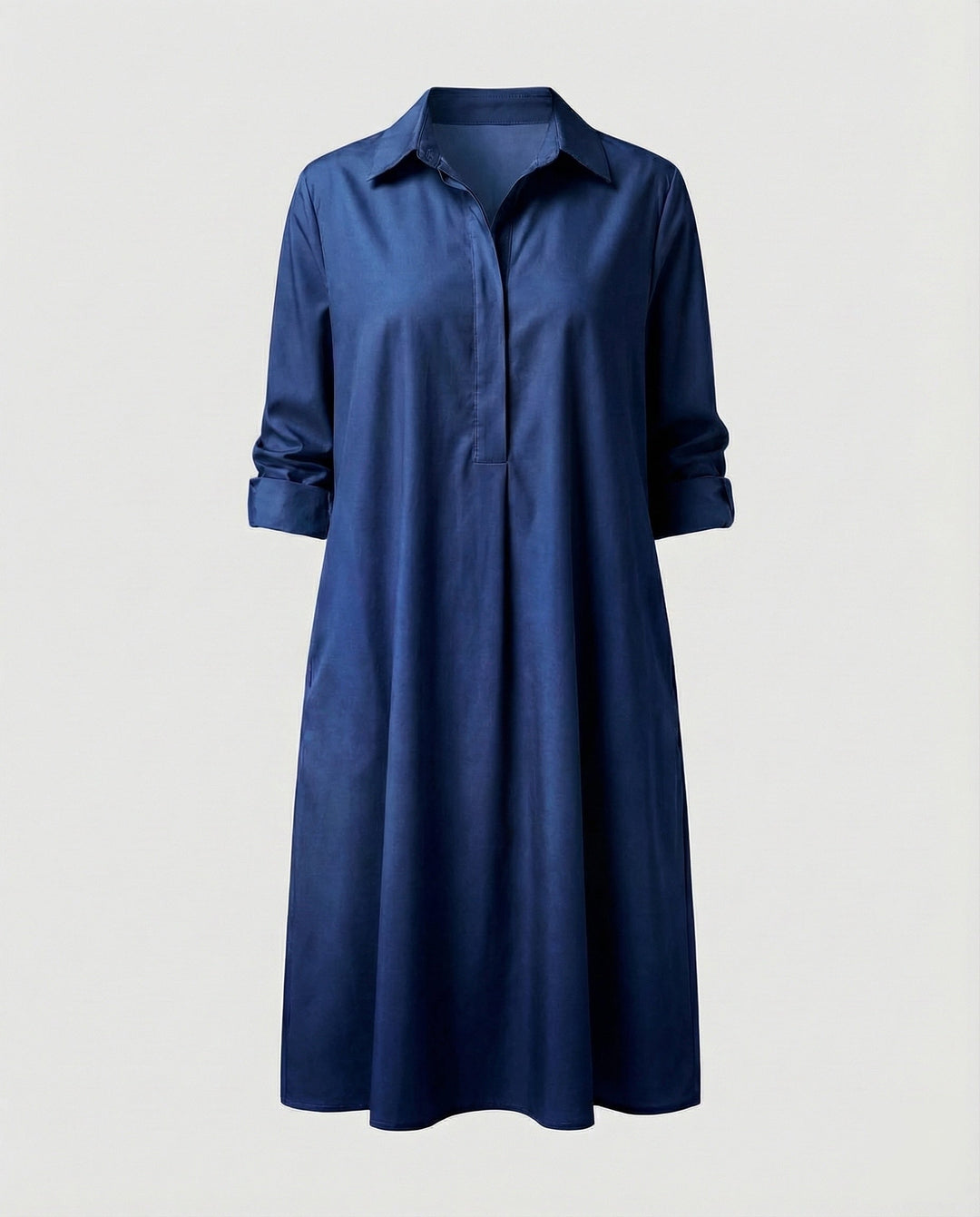 A-Line Shirt Jacket | Stand Collar | Side Pockets | Coat-Dress Style-Fashion Nora
