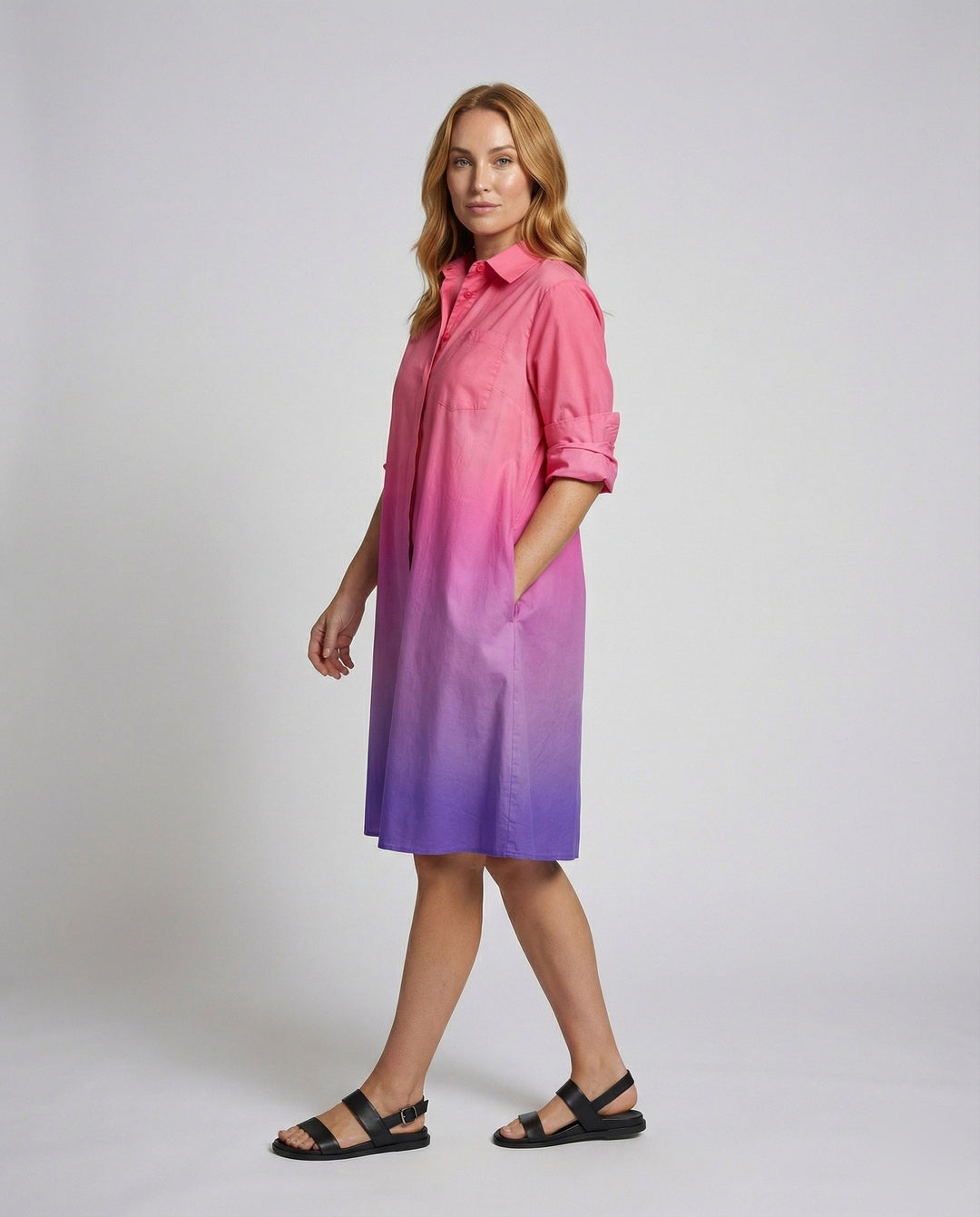 A-Line Shirt Jacket | Stand Collar | Side Pockets | Coat-Dress Style-Fashion Nora