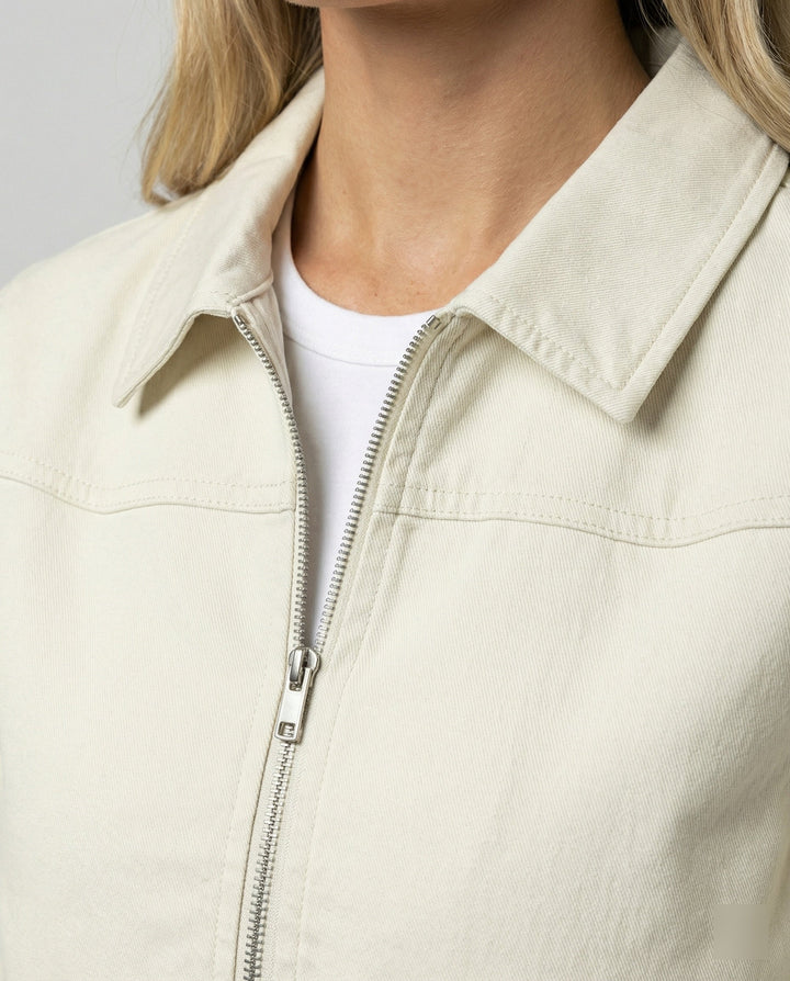 American Retro Cropped Jacket | Lapel Collar | Zip Front-Fashion Nora