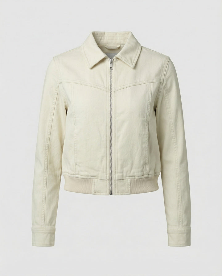 American Retro Cropped Jacket | Lapel Collar | Zip Front-Fashion Nora