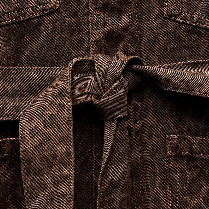 Animal Print Utility Jacket | Belted Cotton Blend | Chest Pockets-Fashion Nora