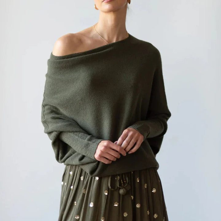 Asymmetric Draped Sweater | Oversized Cowl Neck | Winter Jumper-Fashion Nora