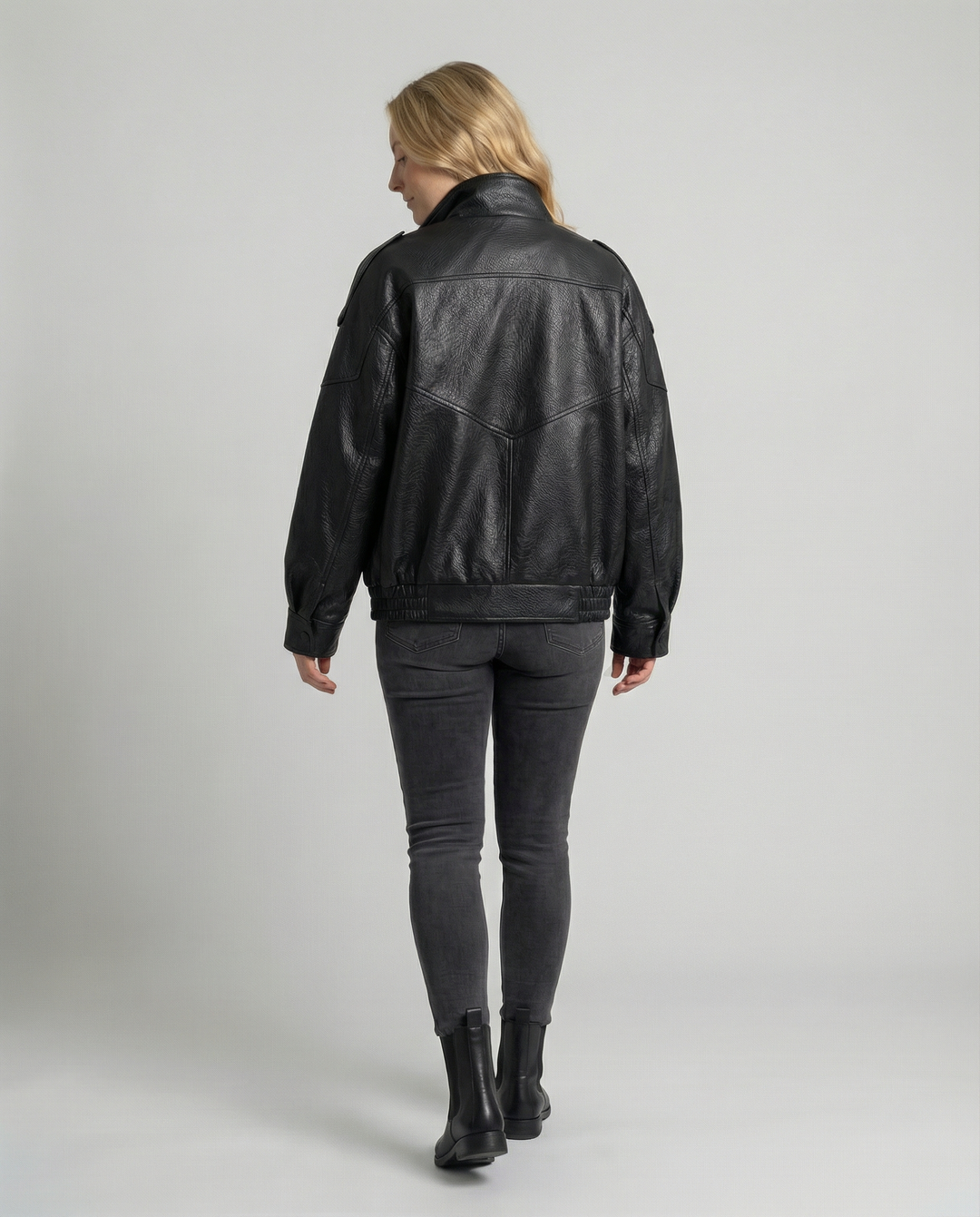 Asymmetric Vegan Leather Jacket | Zip Closure | Relaxed Fit-Fashion Nora