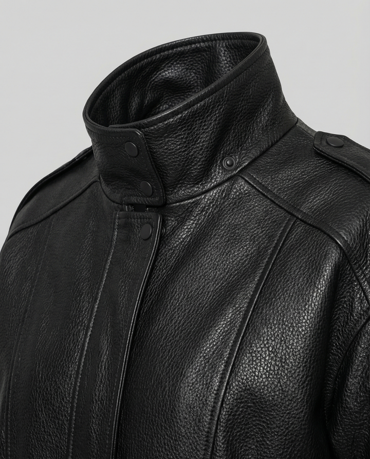 Asymmetric Vegan Leather Jacket | Zip Closure | Relaxed Fit-Fashion Nora