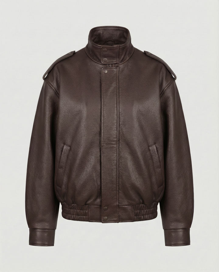 Asymmetric Vegan Leather Jacket | Zip Closure | Relaxed Fit-Fashion Nora
