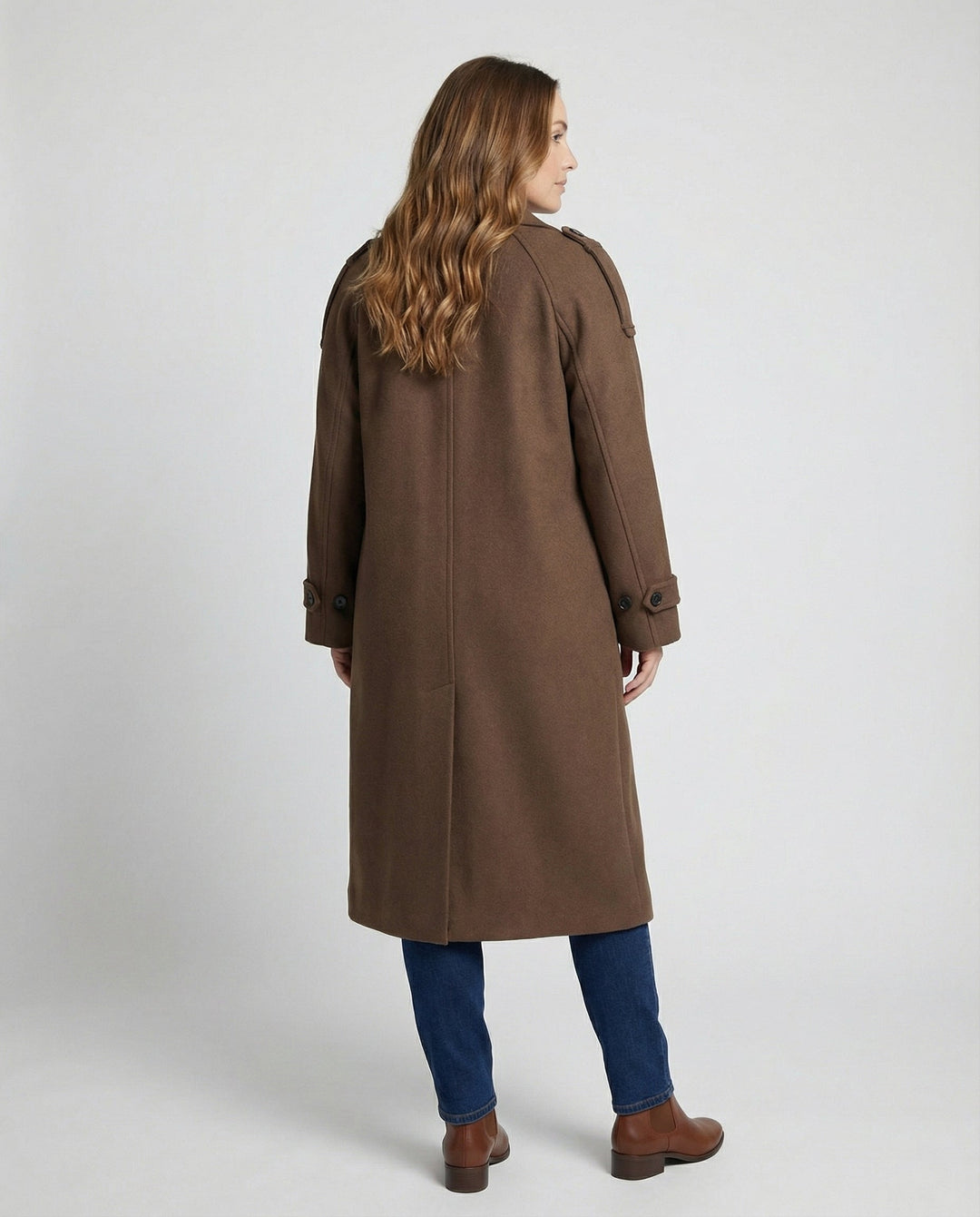 Boucle Coat | Notch Lapel | Tailored Button Front Overcoat-Fashion Nora