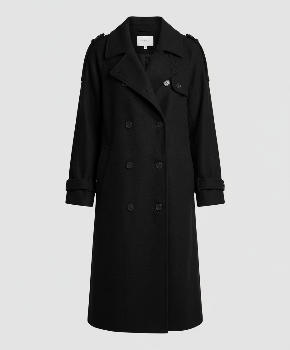 Boucle Coat | Notch Lapel | Tailored Button Front Overcoat-Fashion Nora