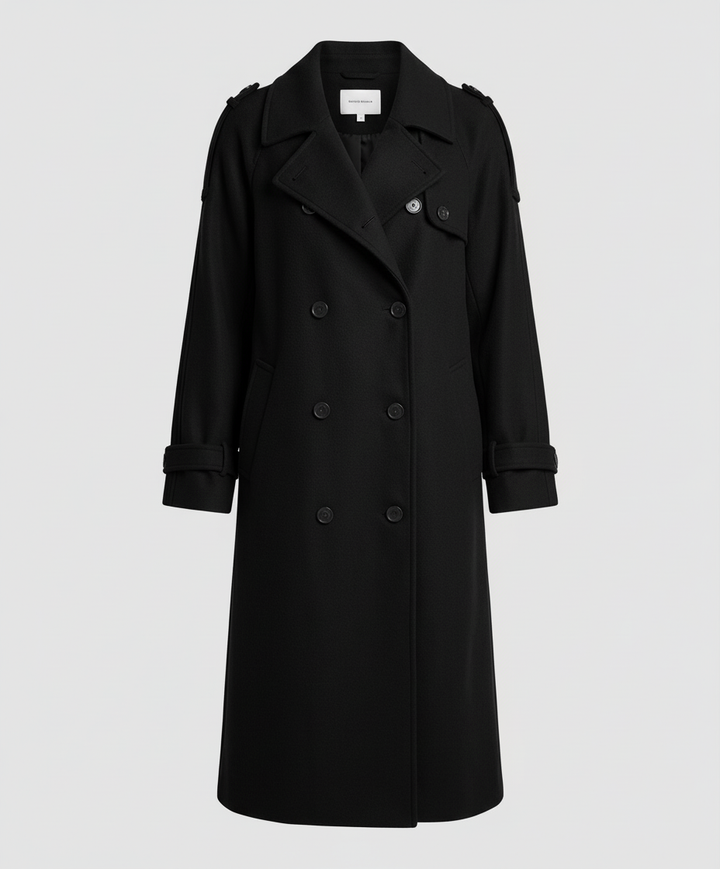 Boucle Coat | Notch Lapel | Tailored Button Front Overcoat-Fashion Nora