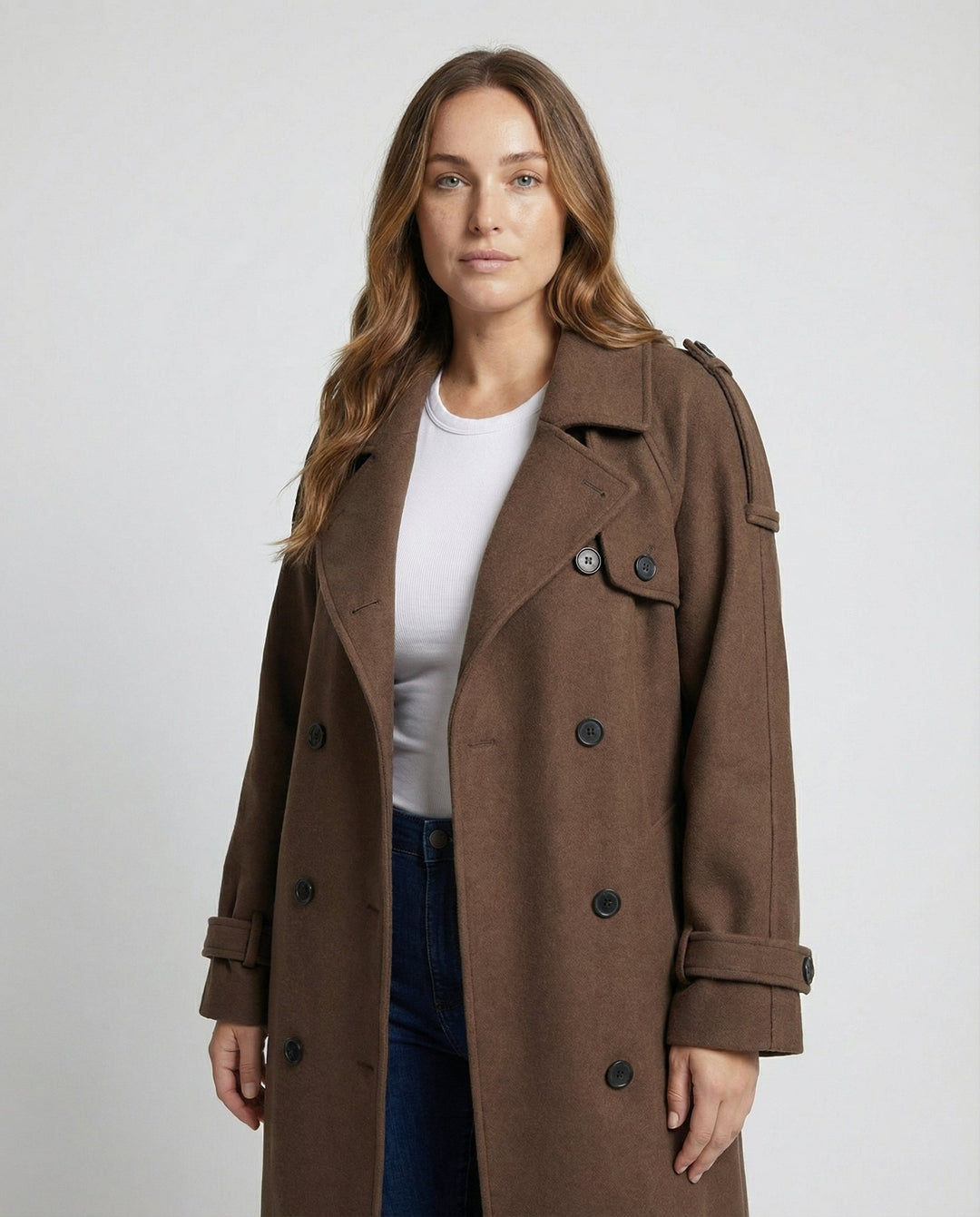 Boucle Coat | Notch Lapel | Tailored Button Front Overcoat-Fashion Nora