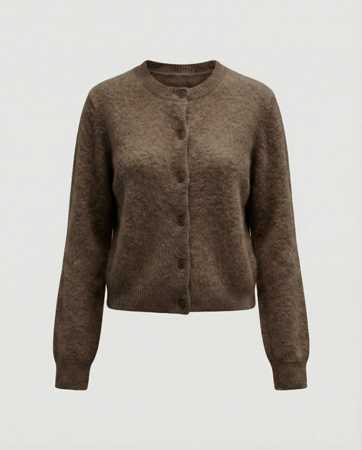 Brushed Knit Cardigan | V Neck | Button Front Winter Cardigan-Fashion Nora