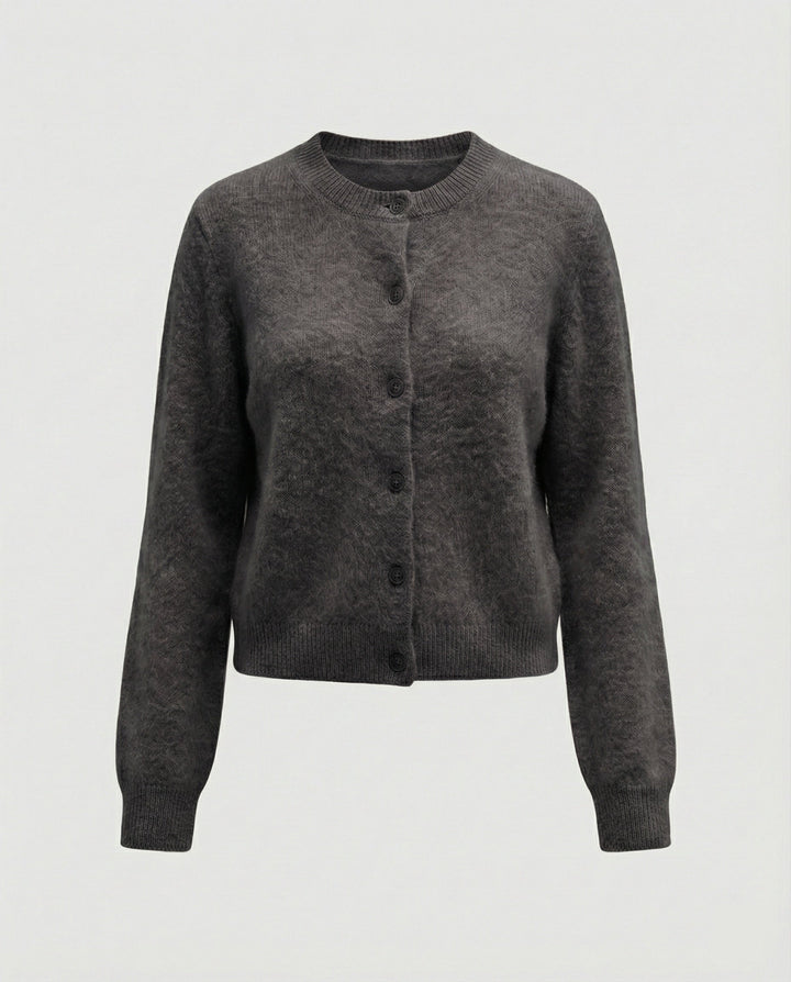 Brushed Knit Cardigan | V Neck | Button Front Winter Cardigan-Fashion Nora