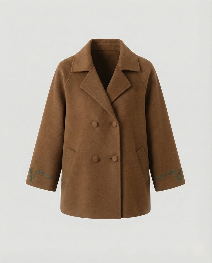 Cable Knit Cardigan | Double Breasted | Lapel Collar Short Jacket-Fashion Nora