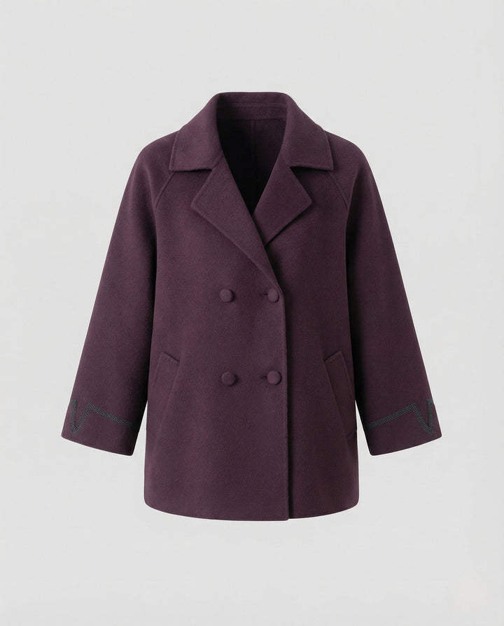 Cable Knit Cardigan | Double Breasted | Lapel Collar Short Jacket-Fashion Nora