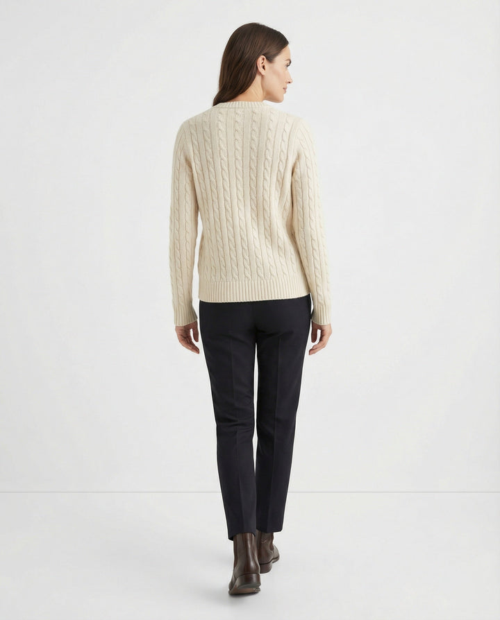 Cable Knit Cardigan | Round Neck | Full Button Placket-Fashion Nora