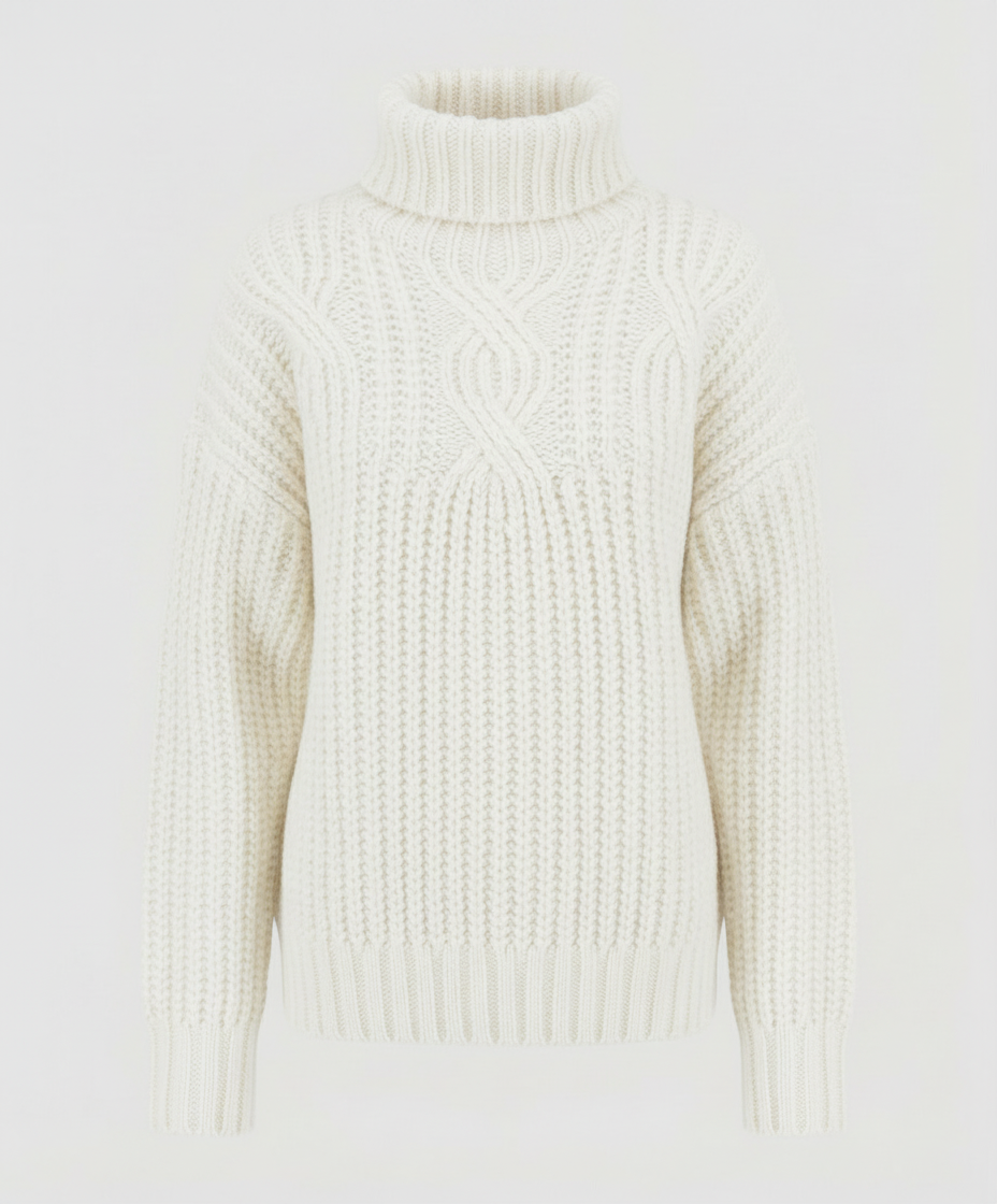Cable Knit Turtleneck Sweater | Chunky Knit | Relaxed Fit-Fashion Nora