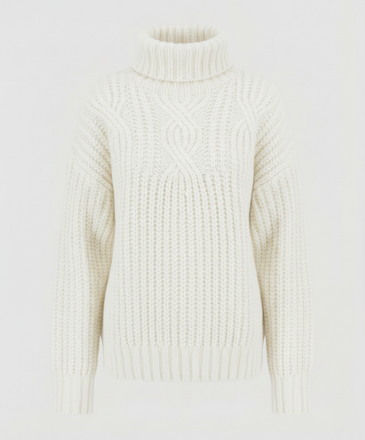 Cable Knit Turtleneck Sweater | Chunky Knit | Relaxed Fit-Fashion Nora