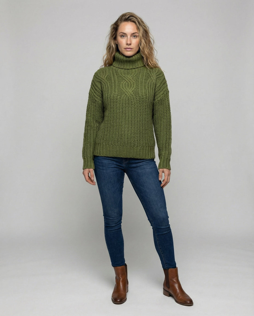 Cable Knit Turtleneck Sweater | Chunky Knit | Relaxed Fit-Fashion Nora