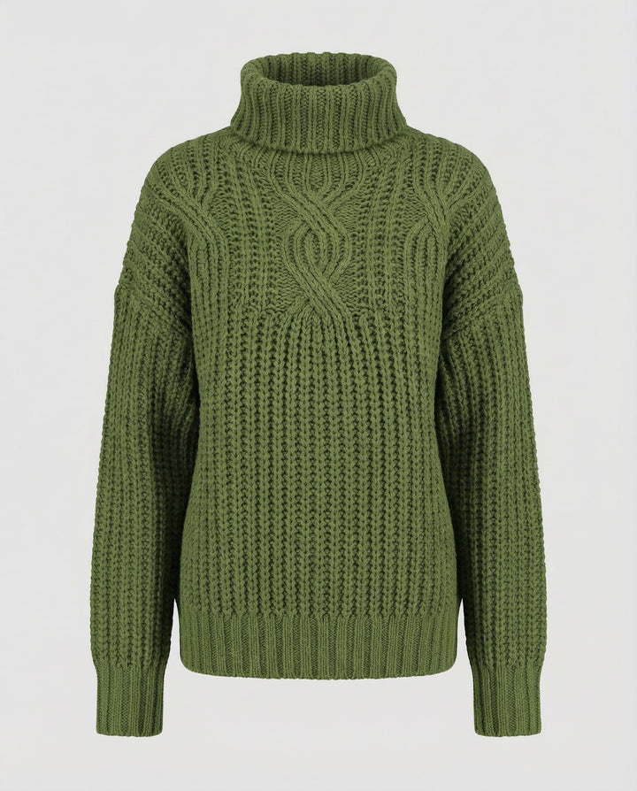 Cable Knit Turtleneck Sweater | Chunky Knit | Relaxed Fit-Fashion Nora