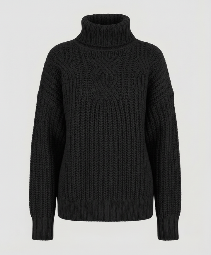Cable Knit Turtleneck Sweater | Chunky Knit | Relaxed Fit-Fashion Nora