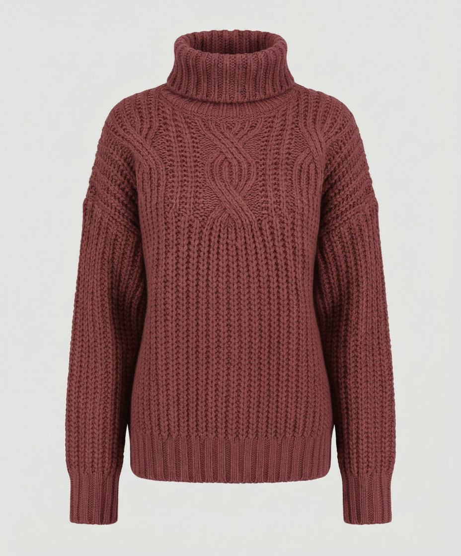 Cable Knit Turtleneck Sweater | Chunky Knit | Relaxed Fit-Fashion Nora