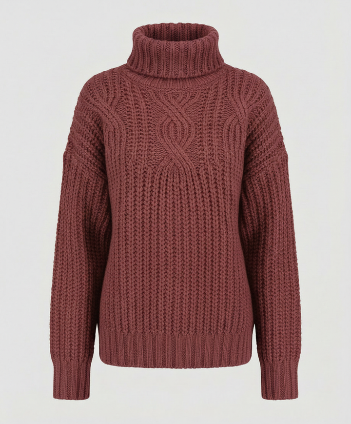 Cable Knit Turtleneck Sweater | Chunky Knit | Relaxed Fit-Fashion Nora