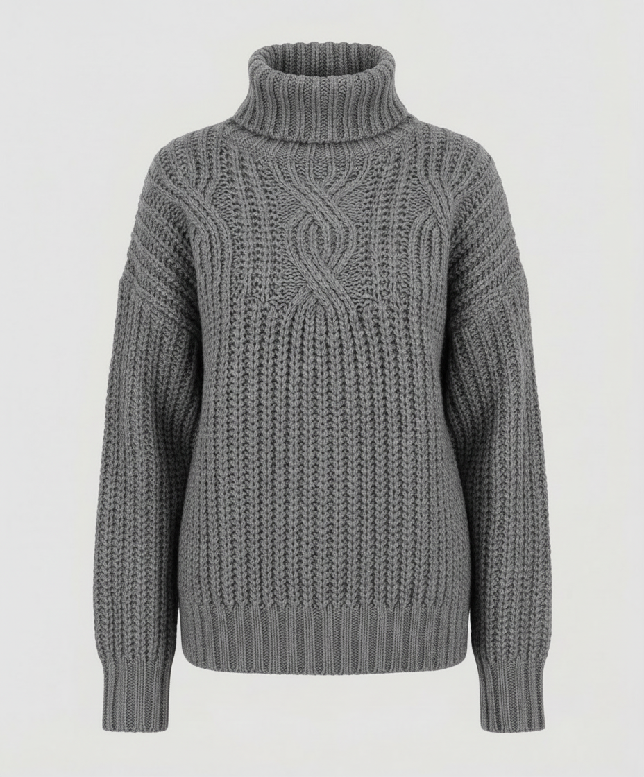 Cable Knit Turtleneck Sweater | Chunky Knit | Relaxed Fit-Fashion Nora