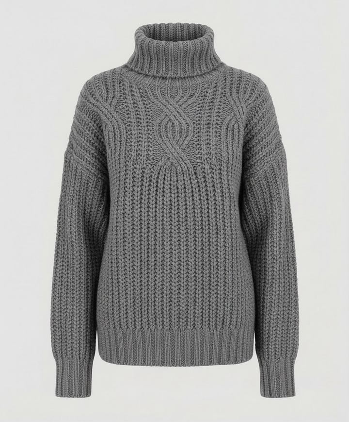 Cable Knit Turtleneck Sweater | Chunky Knit | Relaxed Fit-Fashion Nora