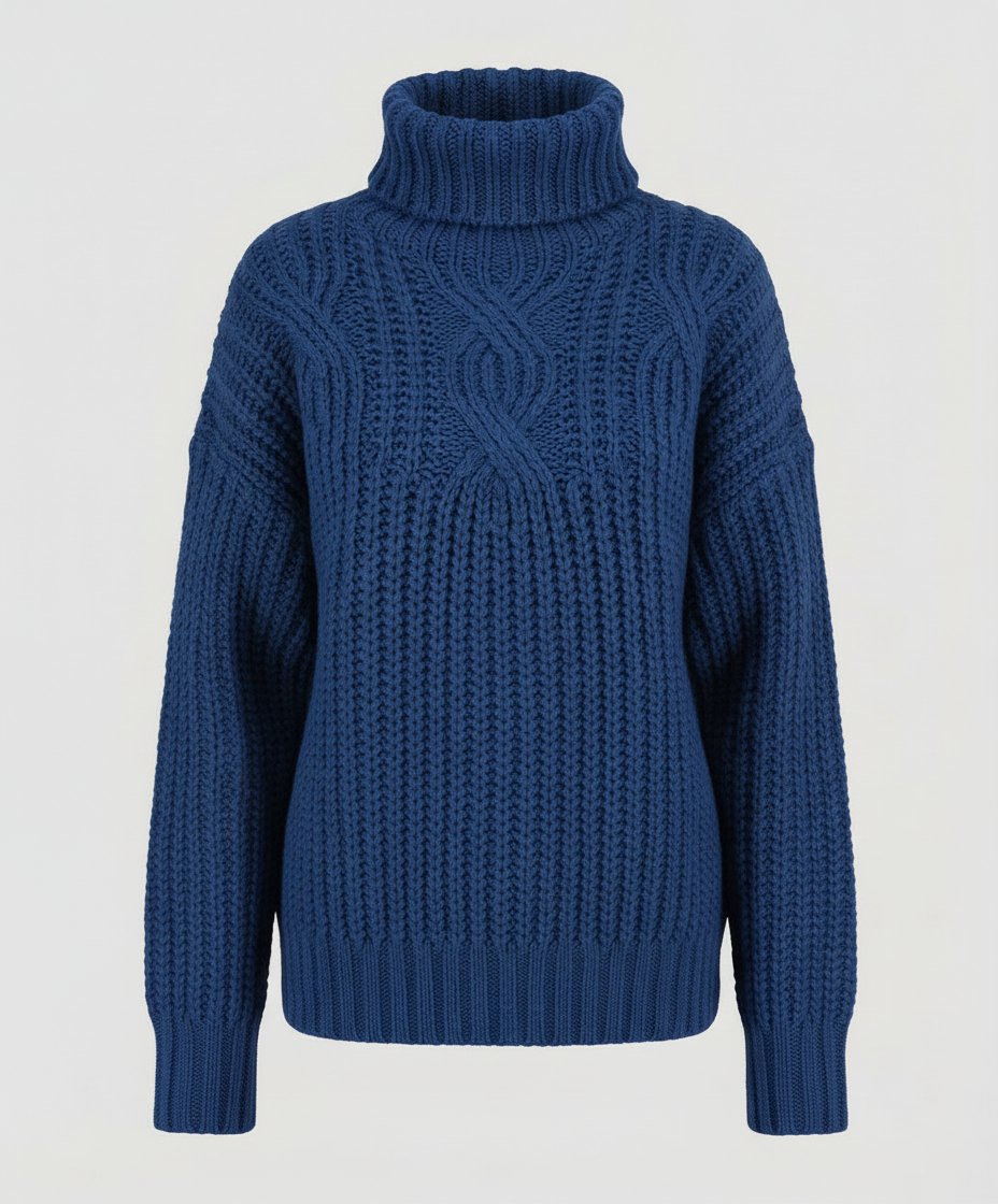 Cable Knit Turtleneck Sweater | Chunky Knit | Relaxed Fit-Fashion Nora