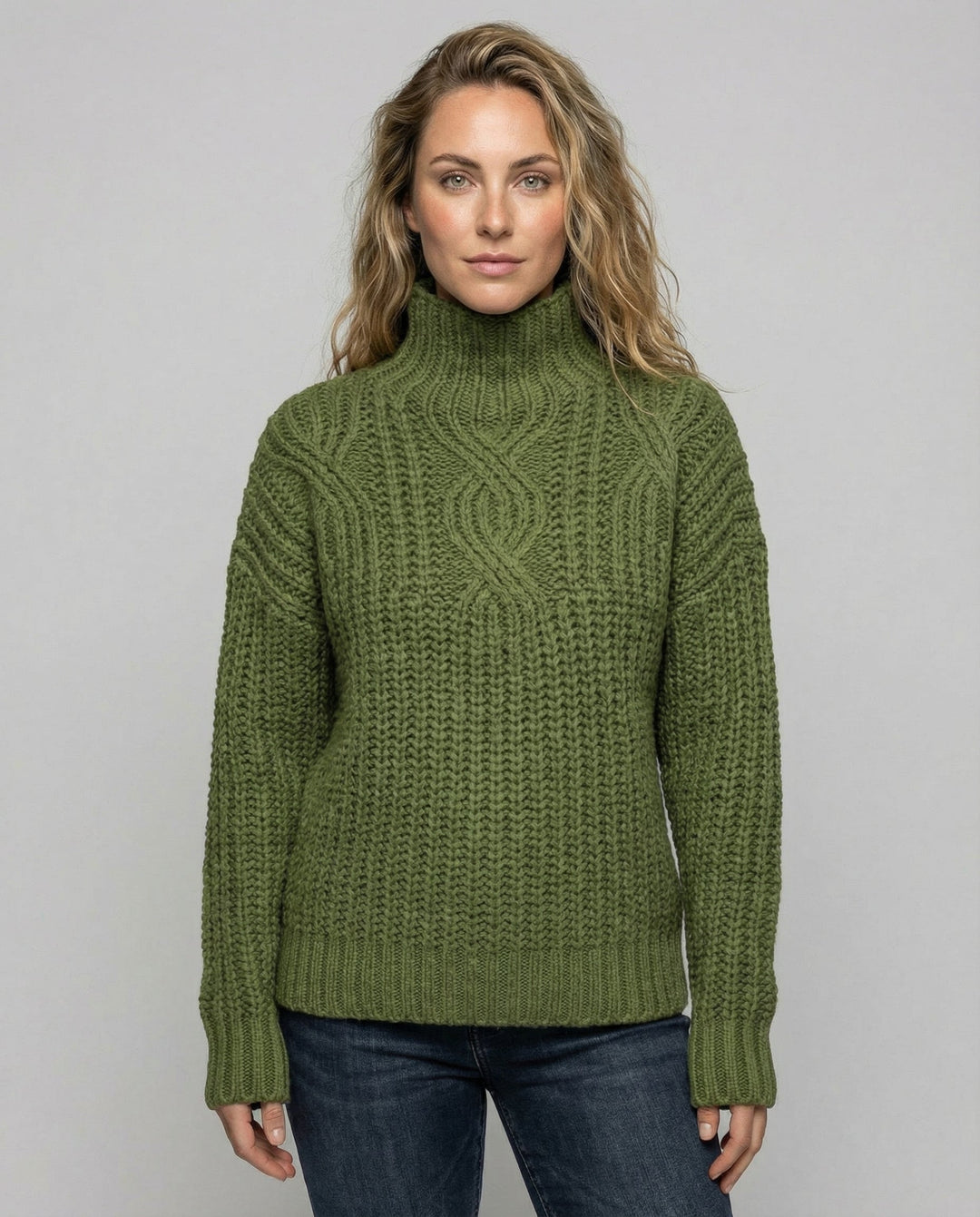 Cable Knit Turtleneck Sweater | Chunky Knit | Relaxed Fit-Fashion Nora