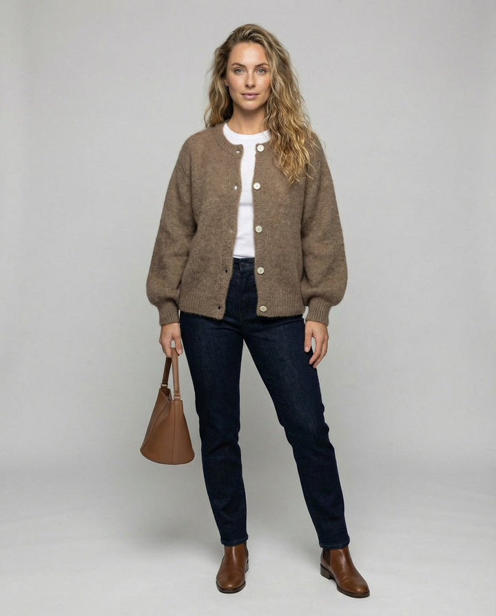 Cashmere Blend Cardigan | Open Front | Relaxed Fit-Fashion Nora