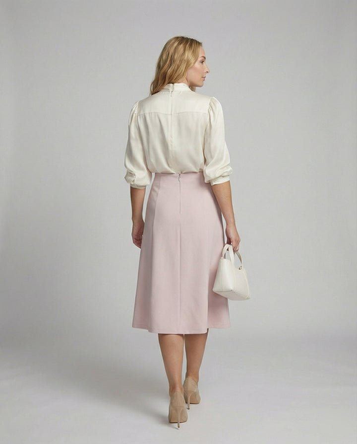 Chiffon Bow Blouse | Pussy Bow Collar | Cuffed Balloon Sleeves-Fashion Nora