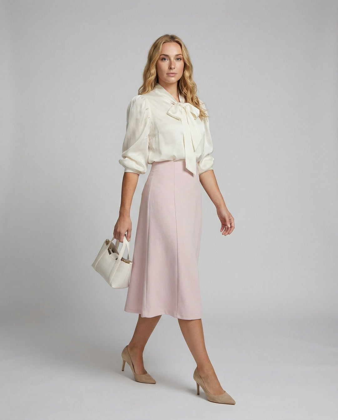 Chiffon Bow Blouse | Pussy Bow Collar | Cuffed Balloon Sleeves-Fashion Nora