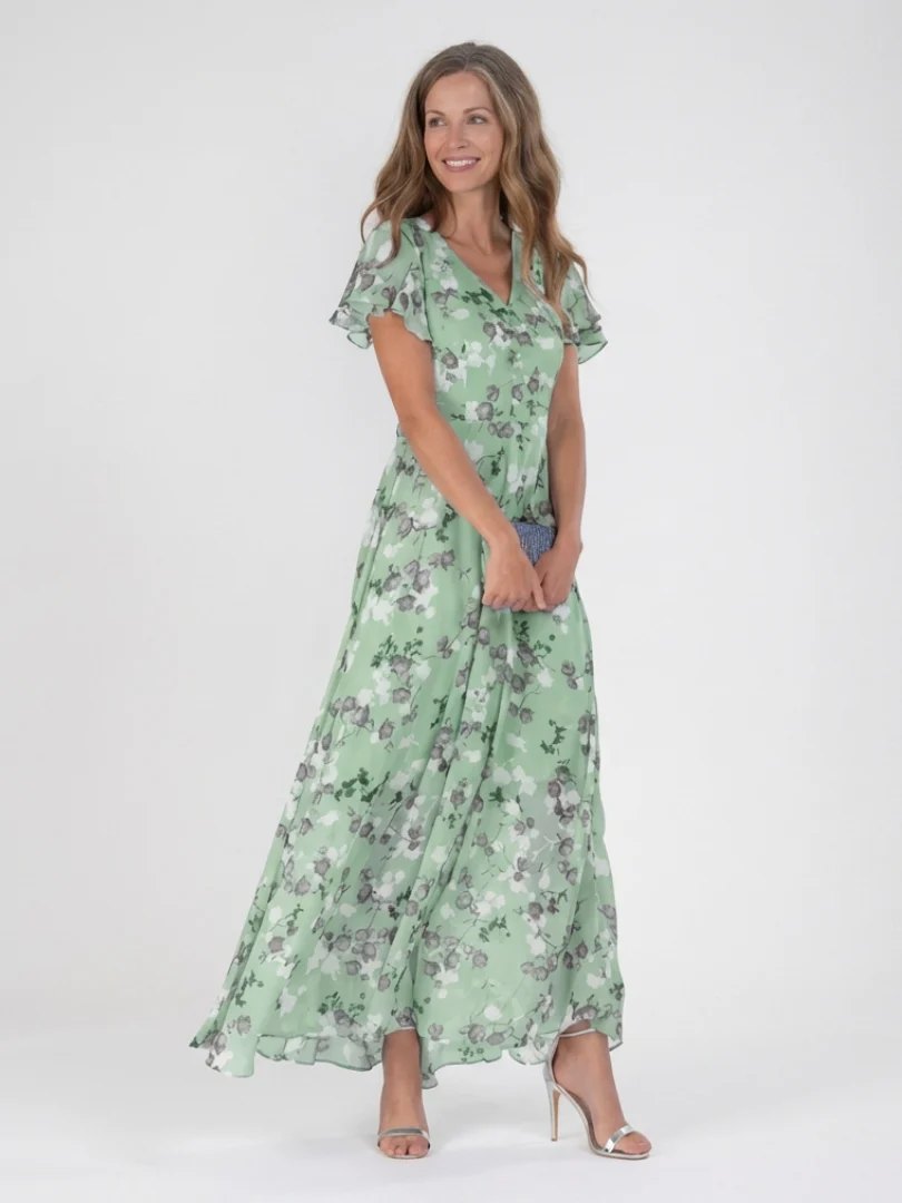 Chiffon Maxi Dress | Floral Print | Flowing-Fashion Nora